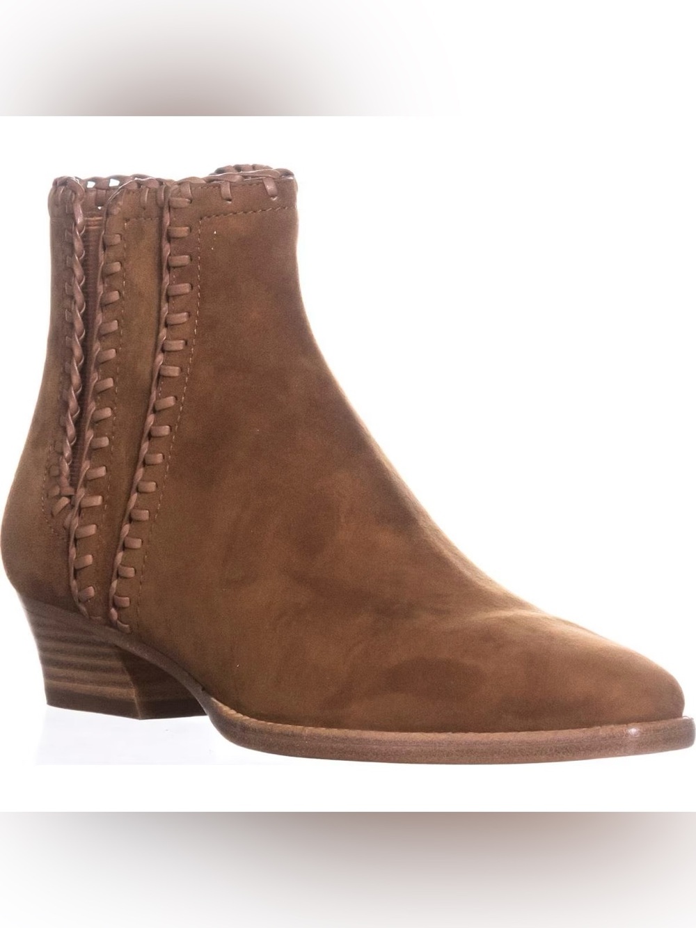 Michael Kors Collection Presley Brown Suede Women's Ankle Boots, Braided Trim, 8